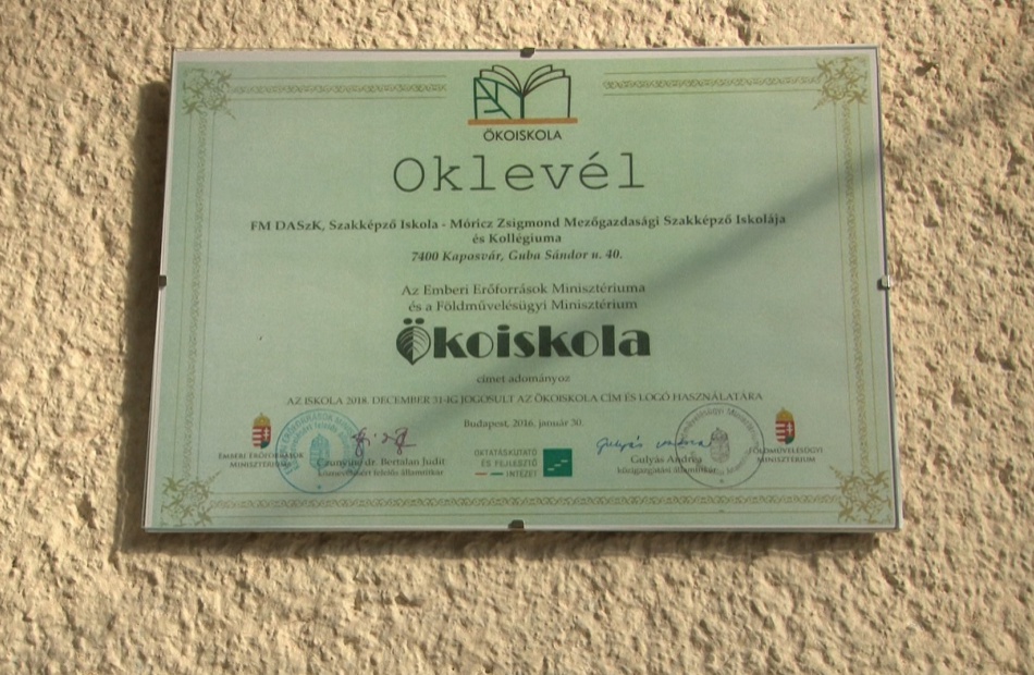 Másodszor is ökoiskola lett a mezőgazdasági