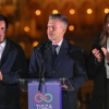 Magyar Péter, a Tisza Párt elnöke a párt eredményváró rendezvényén (Fotó: MTI/Hegedüs Róbert)