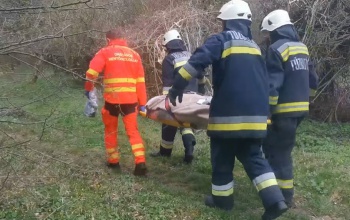 Életmentés Marcaliban - egymást váltva vitték a mentők, a tűzoltók és a mezőőrök a hordágyon fekvő idős nőt