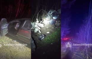 Villanyoszlopnak ütközött egy autó Nagyatádon hétfő este