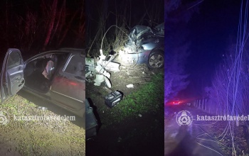 Villanyoszlopnak ütközött egy autó Nagyatádon hétfő este