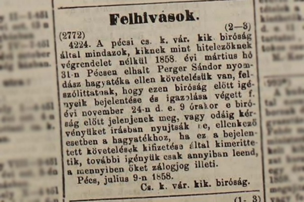 Az első kaposvári nyomda