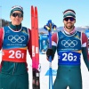 Kónya Ádám (b) és Büki Ádám a 2026-os milánói-cortinai téli olimpia férfi sífutók szabadstílusú csapat sprintversenye után a teserói Fabio Canal Sífutó és Sílövő Központban Fotó: Illyés Tibor