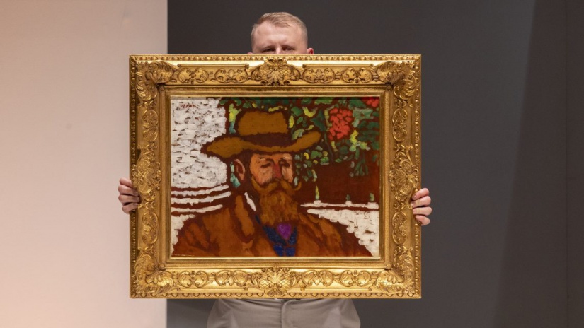 Rippl-Rónai József jó barátját, Kunffy Lajos festőművészt megörökítő portréja a Virág Judit Galéria aukcióján (Fotó: MTI/Kocsis Zoltán)