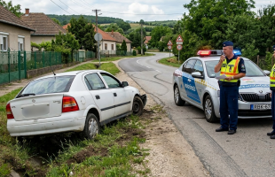 Árokban kötött ki kocsival egy ittas sofőr Mernyén