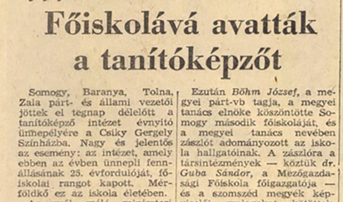 Ötven éve avatták főiskolává a tanítóképzőt
