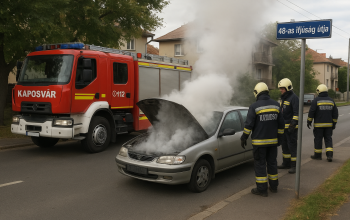 Füstölt egy autó a 48-as Ifjúság útján kedden délelőtt