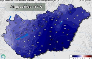 Átlagosan mintegy 9 Celsius-fokkal volt hűvösebb szerdán az ilyenkor szokásosnál