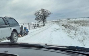 Autóhoz kötve húzatták a szánkón a gyerekeket