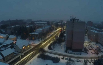 Ilyen fentről estefelé az első idei hó Kaposváron