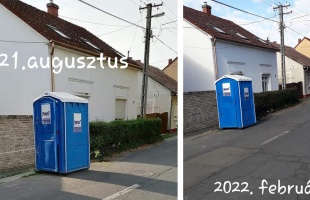 Fél éve áll egy mobilvécé a Pázmány Péter utcában