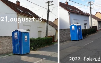 Fél éve áll egy mobilvécé a Pázmány Péter utcában