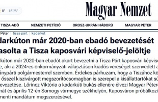 Magyar Nemzet: a Tisza kaposvári jelöltje már 2020-ban ebadó bevezetését vetette fel