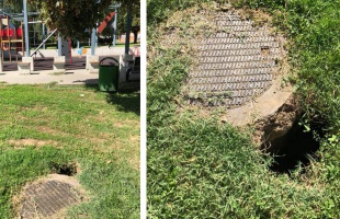Egy lyuk tátongott a sávházi játszótér mellett