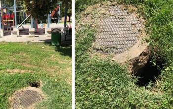 Egy lyuk tátongott a sávházi játszótér mellett