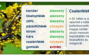 Magas a levegő pollenszintje