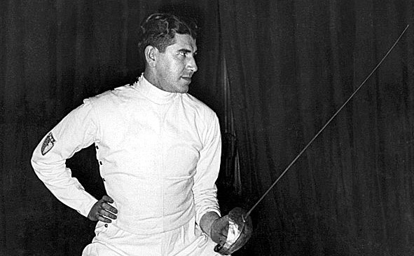 Kabos és Gerevich vívóbemutatója Kaposváron