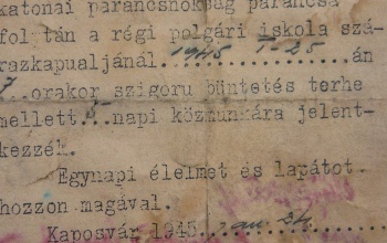 1945-ös kaposvári közmunka behívót találtak Komáromban