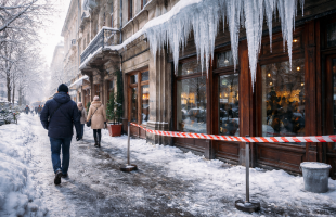 Kötelező a jégcsapok eltávolítása és a síkosság-mentesítés