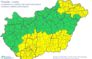 Zivatarok miatt elsőfokú riasztást adott ki a meteorológiai szolgálat