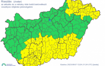 Zivatarok miatt elsőfokú riasztást adott ki a meteorológiai szolgálat