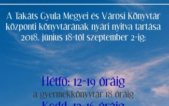 Hétfőtől nyári nyitvatartás a megyei könyvtárban