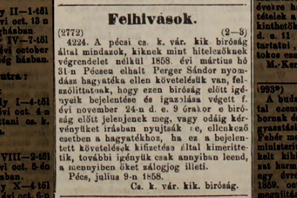 165 éve halt meg városunk első nyomdásza