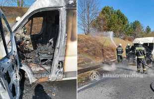 Kisteherautó égett az M7-esen a Balatonnál