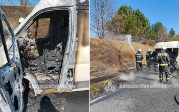 Kisteherautó égett az M7-esen a Balatonnál