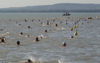 Az első beérkezők a Balaton-átúszáson