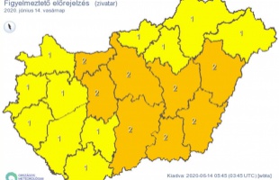 Zivatarra és felhőszakadásra figyelmeztetnek megyénkben is