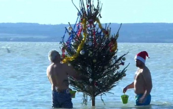Fát vittek az alig öt fokos Balatonba