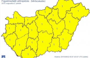 Zivatarok és felhőszakadás miatt adtak ki figyelmeztetést péntekre