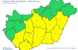 Zivatar és felhőszakadás is előfordulhat szerdán Somogyban
