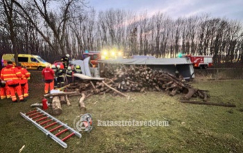 Fának ütközött egy kamion Lábod közelében