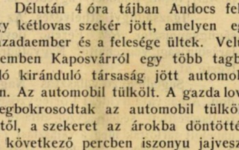 A gazda lovai megbokrosodtak az automobil tülkölésétől, a szekeret az árokba döntötték