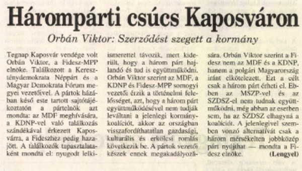Harminc éve Kaposváron járt Orbán Viktor