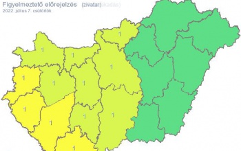 Éjfélig elsőfokú figyelmeztetést adott ki az Országos Meteorológiai Szolgálat