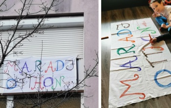 Ablakba kitett molinón üzenik a kaposváriak: maradj otthon!