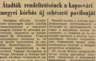 65 éve adták át az új sebészeti pavilont